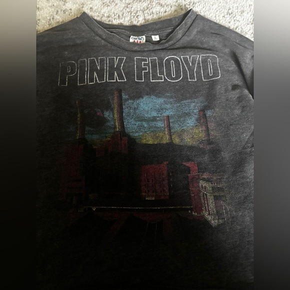 Pink Floyd Graphic Cropped Crewneck Sweatshirt Charcoal Black Size: Large - Picture 3 of 5